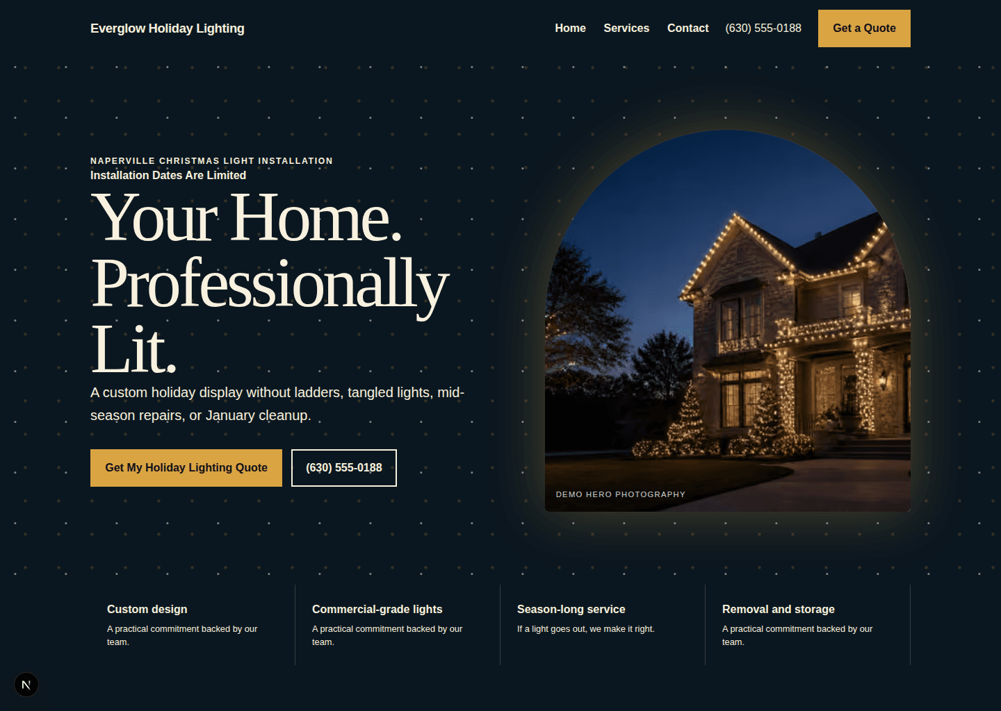 Christmas Lights contractor website desktop preview